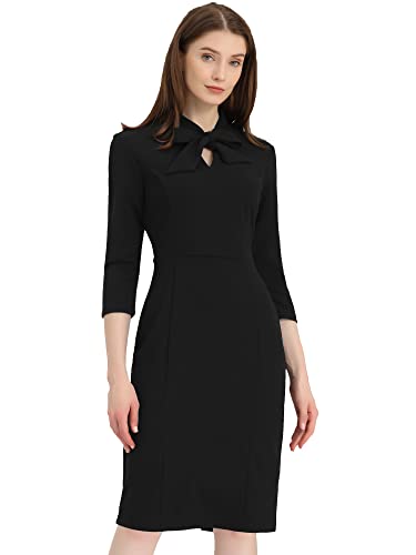 Allegra K Sheath Dresses for Women's Bow Tie Front 3/4