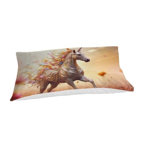 Housse de couette cheval blanc 3D enfant 135x200cm avec fermeture éclair - 7