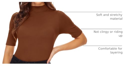 Image of Anbenser Women's Short Sleeve Mock Pullover Sweater Knit Jersey Top Slim Fit
