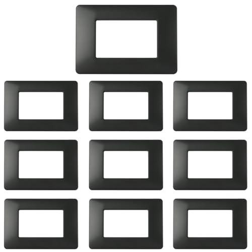 CILIA Placca Compatibile Con Bticino MATIX, Placche In Plastica di Alta Qualità Supporto 503 Vari 11 Colori Disponibili (3 Moduli - 10 Pezzi, Nero Lucido)