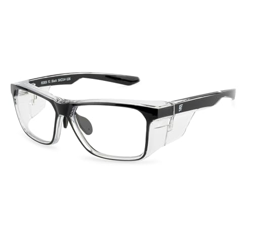 Image of FAMOUS Prescription safety eyeglass frames for men and women polycarbonate material with zero power lens with clear side shield