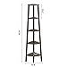 VASAGLE Industrial Corner Shelf, 5-Tier Ladder Bookcase, Storage Rack, with Metal Frame, for Living Room, Home, Office, Rustic Dark Brown