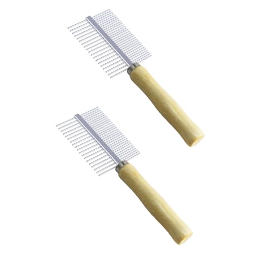 SUPVOX Pet Grooming Tool 2pcs Wooden Natural Comb Fine Teeth Pet Combs for Easy Tangle Removal
