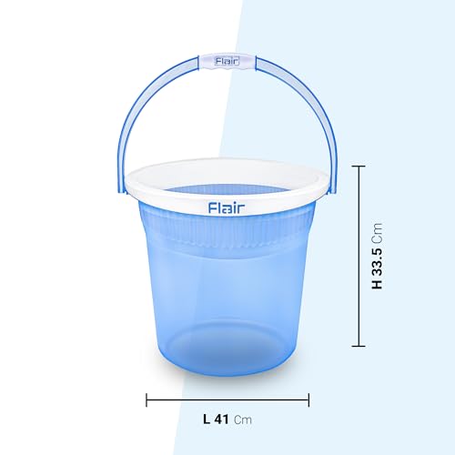 Image of FLAIR Estella Crystal 24 LTR T.Blue Set of 2 I Plastic Bathroom Bucket | Strong and Durable Water Storage Bucket | Sturdy and Easy Grip Handle | Ideal for Bathing and Everyday Use