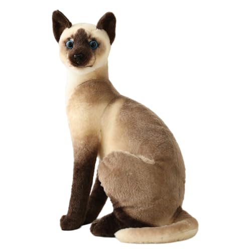 Peluche chat siamois réaliste de qualité supérieure avec pelage doux premium