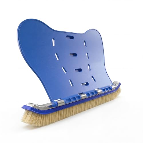 Pool Brush with Brush Tail for Cleaning Pool Walls Using Water Pressure 18 Tough Plastic Bristles Pool Brush Head with EZ Clips Fit Most Poles (Pole not Included)