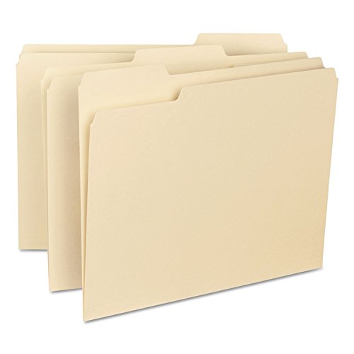 Smead 10230 Interior File Folders 1/3 Cut Top Tab Letter Manila 100/Box #TOP1