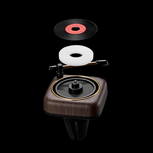Image of Record Player Car Vent Clips Air Freshener Retro Style Album Cover Car Air Conditioning Outlet Clip Fragrance Diffuser Car Interior Decoration Accessories, Wood Grain