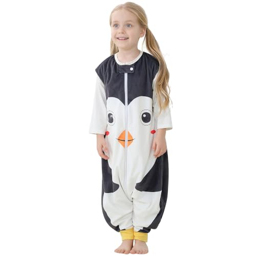 MICHLEY Toddler Sleeping Sack with Feet Newborn Infant Sleeveless Sleeping Bag 2-way Zipper Baby Wearable Blanket for Walkers,Penguin,1-3T