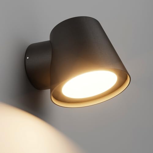 Klighten LED Applique da Parete Esterno/Interno, 12W Lampada da Parete, Applique Esterno IP65, Luce Calda 3000K Luci da parete, Moderno Lampada da Muro Alluminio+PC, per Giardini Terrazza, Nero