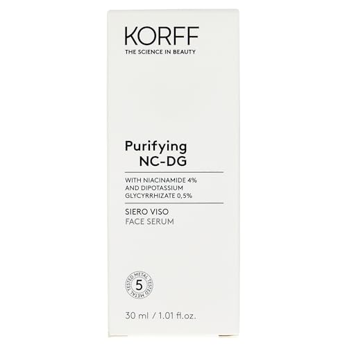 Korff oczyszczanie NC-DG Serum do twarzy, Zmniejsza produkcję seb i efekt połysku, leczenie zmniejszające pory i zanieczyszczenia, wyrównuje cerę, zrównoważone opakowanie, rozmiar 30ml