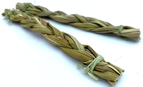 ESOTERRA Foin d'odeur tressé Sweet Grass 10cm - Lot de 2 bâtons - Purificateur et 100% Naturel Cover