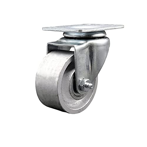 Albion Industries 02CA03041S Replacement Swivel Caster - 3 Inch Silver Semi Steel Cast Iron Wheel - 300 lbs. Capacity Per Caster - Service Caster Brand