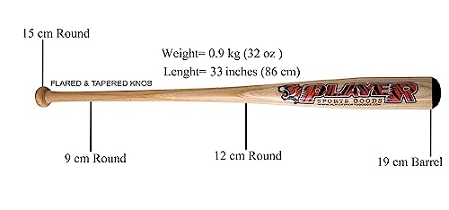 Psg Wooden Baseball Bat Ash Wood For Adults, Youth-Professional Players For Leagues In Size 33 Inches / 30 Oz Natural #TOP2