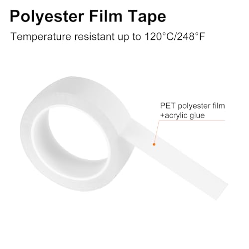 Image of uxcell 1 Rolls White 1.38 Inch x 72 Yards Polyester Film Electrical Tape PET Tape High Temperature Heat Resistant Tape for Transformer Motor Wire 5S Positioning Logo,35mm x 66m