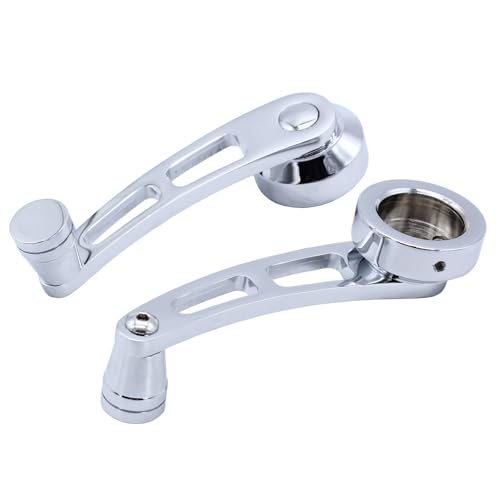 Image of 1 Pair Left & Right Window Crank Handle Kit Chrome Billet Aluminum 4 1 /4 inch Window Handles Fits for Hot Rod Chevy Ford Chrysler