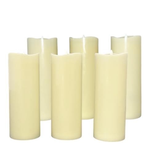 Image of Stonebriar 3 Count Ivory Real Wax 3x8 Flameless LED Pillar Candles with Remote and Timer