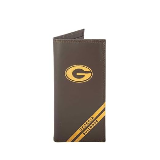 NCAA Georgia Bulldogs Zep-Pro Pull-Up Leather Long Secretary Embossed Wallet, Brown