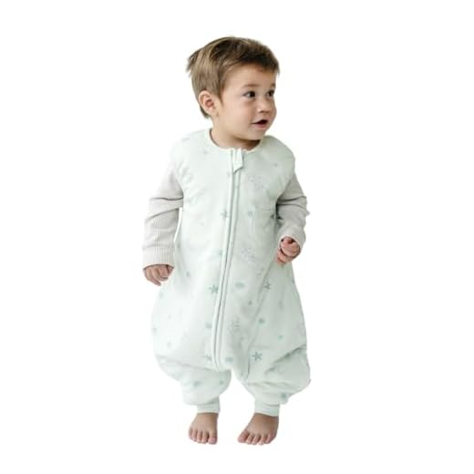 Tealbee Dreamsuit Toddler Sleep Sack with Feet – Walker Sleep Bag with Legs, Rayon made from Bamboo, Winter 1.5 TOG, 2-Way Zipper, 12m-2T - Seashell