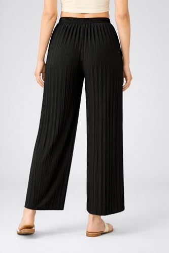 Image of Women's Wide-Leg Trouser|Palazzo Pants|High Waist Flowy Trousers with Drawstring, Lightweight Casual & Travel Wear|Women Trousers Pants