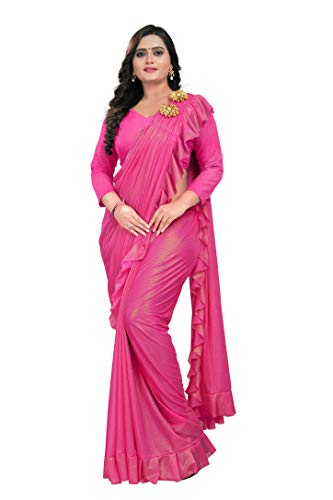 Image of Women's Plain Lycra Silk Saree With Unstitched Blouse Piece