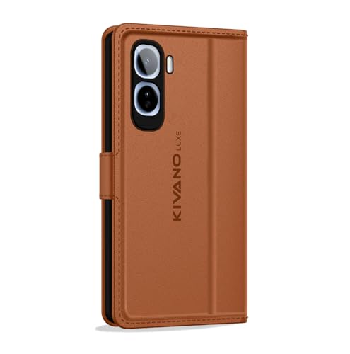 Image of KIVANO LUXE Compatible for Vivo T5 Pro 5G Artisanal Leather Wallet Case with Card Holder for Men Women, Magnetic Flip Folio Cover with Stand RFID Blocking Cell
