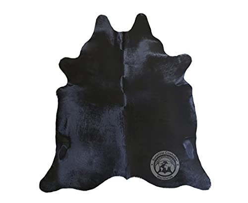 Sunshine Cowhides 100% Genuine Black Cowhide Rug - Luxurious Cow Rug for Bedroom, Kitchen, Living Room, and Home Decor - A Masterpiece of Style and Functionality for Interior Spaces - Large (6x6-7ft)