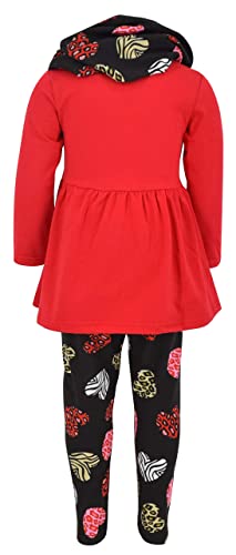 Image of Unique Baby Girls Kids Toddler 3pc Outfit Set Long Sleeve Cotton Blend Tunic Top Leggings and Scarf