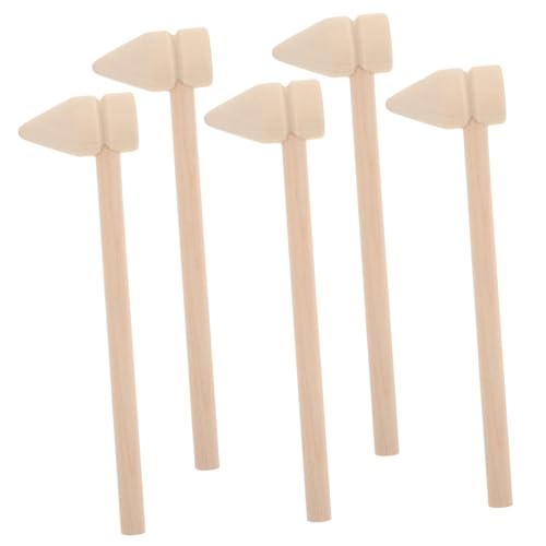 Angoily 5pcs Mini Wooden Hammers Small Hammer Toys Gavel Boys and Girls Building Blocks Hammering Tools Safe Comfortable for Little Hands