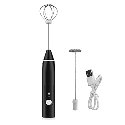 Mini Batedeira Elétrica Com Separador De Ovos, Espumador De Leite Portátil, Preto 3 Modos De Velocidade Carregamento USB Fabricante De Espuma De Aço Inoxidável Mini Espumador Para Cappuccino, Frappe,