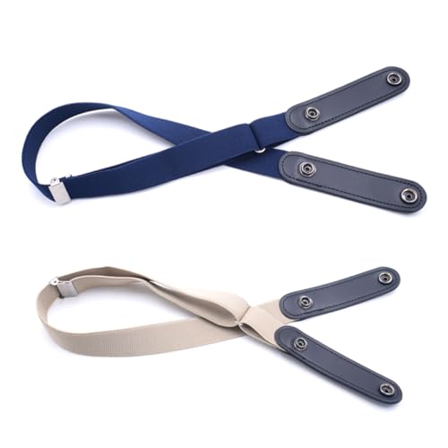 2pcs Adjustable Elastic Waist Belts No Buckle Stretch Belts for Women Men Jeans Pants Dress