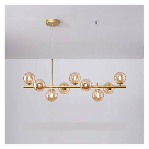 Lámparas Colgantes Iluminación Interior Lámparas de araña Modernas largas para Comedor Lámpara de Bola de Cristal Lámpara Colgante para Cocina Luminarias para el hogar (Dorado 2 3