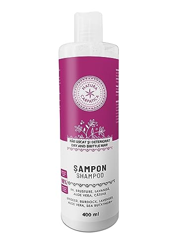 Champú para cabello seco y quebradizo con linaza bardana lavanda aloe vera espino amarillo 400 ml(96% ingredientes naturales)