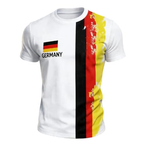 Deutschland T-Shirt Herren Retro Fußball Trikot mit Adler WM 2026 Fußballfans Tee Top Kurzarm Deutschland-Symbol T Shirt Deutsche Flagge Freizeitshirt Klassische Sommer Germany Tshirt (001 Weiß XXL)