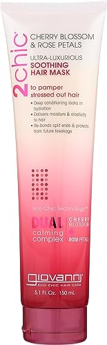 Giovanni 2chic Ultra Luxurious Soothing Hair Mask, Cherry Blossom & Rose Petals, 5.1 Oz