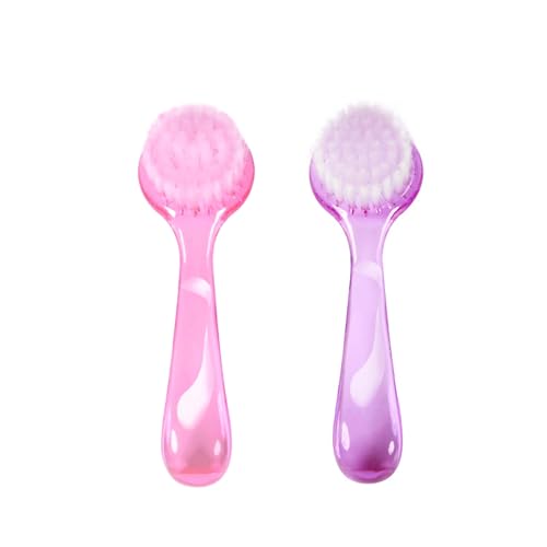 YAFIYGI Juego de 2 cepillos faciales para limpieza, pequeños cepillos exfoliantes manuales para limpieza facial, spa y eliminación de maquillaje, cepillos de limpieza con infusión de carbón, ideales
