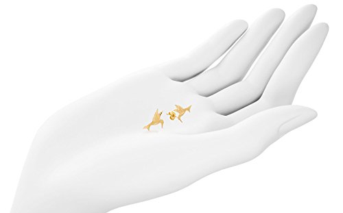 Solid 14K Yellow Gold Hummingbird Earrings | Animal Earrings with Intricate Detailing | 11.7mm x 11.3mm | 0.6g3