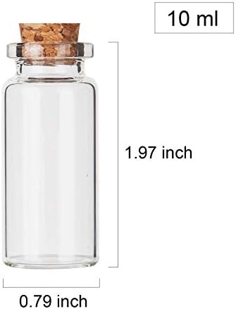 64PCS Cork Stoppers Glass Bottles, DIY Decoration Small Tiny Glass Jars Favors,Mini Vials Cork,10ml Storage Container for Art Crafts for Wedding Party Supplies