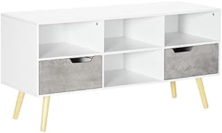 HOMCOM Modern TV Cabinet, TV Stand with 2 Drawers, 4 Open Compartments, Cable Management for 50" TVs for Living Room, Bedroom, Light Grey