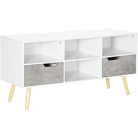 HOMCOM Mesa de TV Moderna con Almacenaje para Televisores de hasta 50 Pulgadas Cover