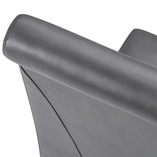 Simplihome Avalon Deluxe Parson Dining Chair (Set Of 2), Stone Grey Faux Leather And Solid Wood, Square, Upholstered, For The Dining Room, Transitional Modern #TOP5