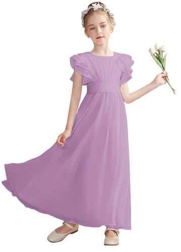A-Line Girl Dress Children Chiffon Junior Bridesmaid Dress with Ruffle Flower Girls Dresses for Wedding PY099