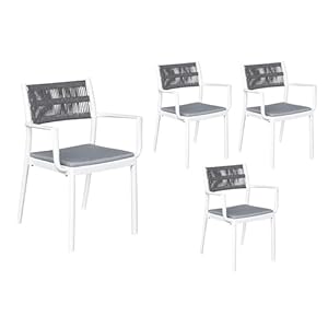 LC Garden Vona Stapelstuhl 4er Set Weiß/Anthrazit