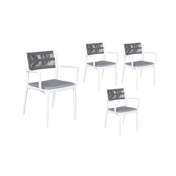 LC Garden Vona Stapelstuhl 4er Set Weiß/Anthrazit
