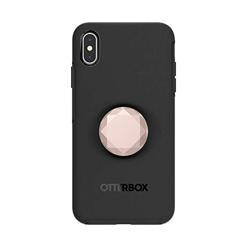Up To 40% OFF Otter + Pop for iPhone Xs Max: OtterBox Symmetry Series Case with PopSockets Phone Grip and Phone Stand, PopGrip, Collapsible, Swappable Top, Black with Metallic Diamond Rose Gold