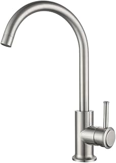 Homelody Grifo Cocina Grifo De Fregadero Giratorio Universal Frío Y Caliente De Cocina De Acero Inoxidable 304 Curva Grande
