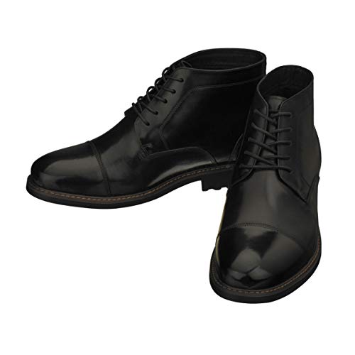 Image of CALTO Men's Invisible Height Increasing Elevator Shoes - Black Premium Leather Lace-up High-top Ankle Boots - 3.2 Inches Taller - Y41080- Size 6.5 D(M) US