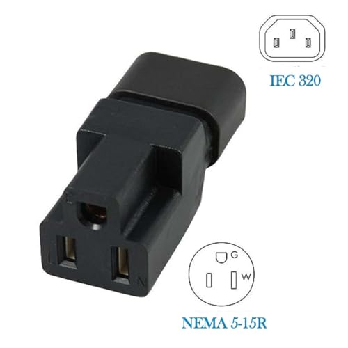JORINDO 2 Pack IEC320 C14 to NEMA 5-15R AC Power Adapter.IEC320 C14 Male to Nema 5-15R PDU USA UPS Extension Power Plug Adapter,C14 Plug to US 3 Pin Female Power Adapter Connector