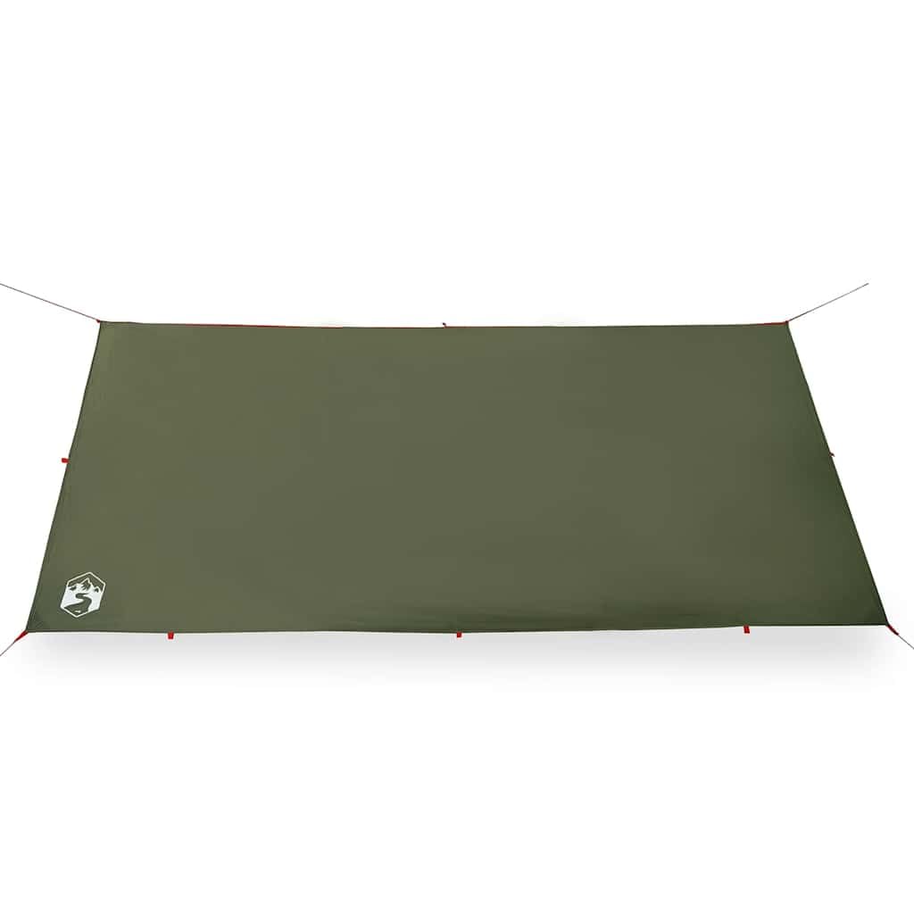 Plandeka kempingowa 366 x 306 cm Oliwkowa zieleń | Poliester 185T z PU, lekki 1,1 kg, w zestawie torba transportowa