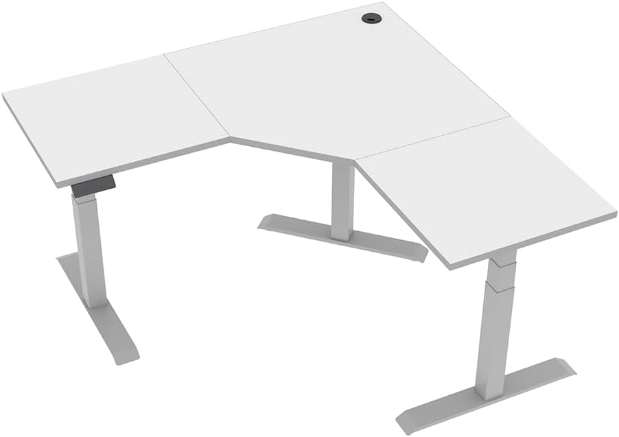 SKUTCHI DESIGNS INC. Quantum Series L-Shaped Electric Sit-Stand Desk | Corner Height Adjustable Desk | 5x5 White